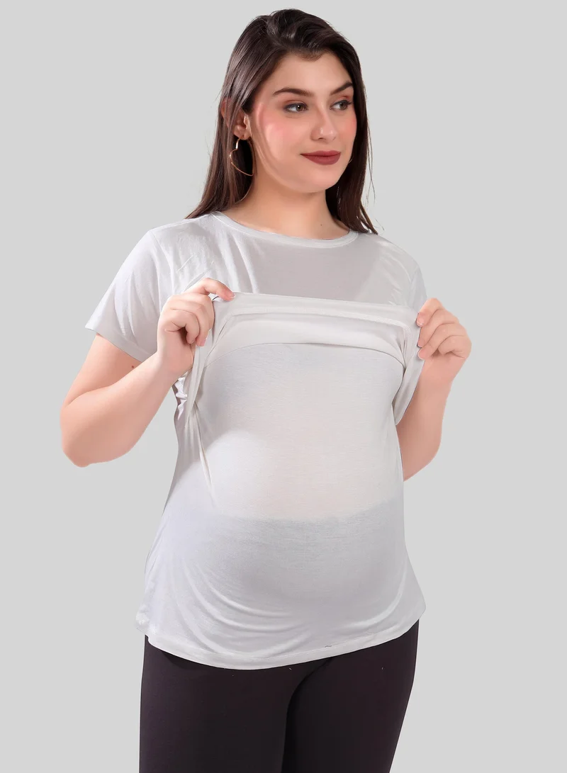 TUMMY Maternity & Nursing Pull On Top - White